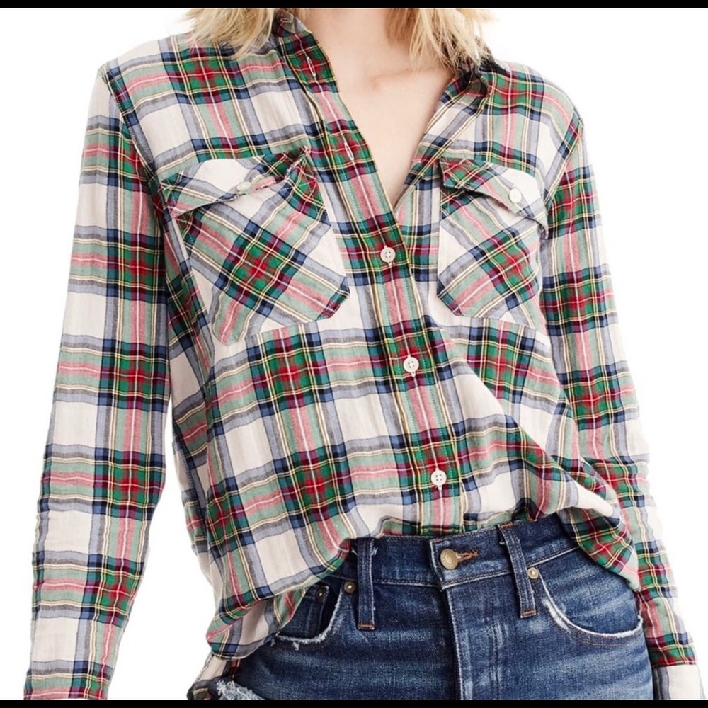 J.Crew Flannel Button Down Sz 2